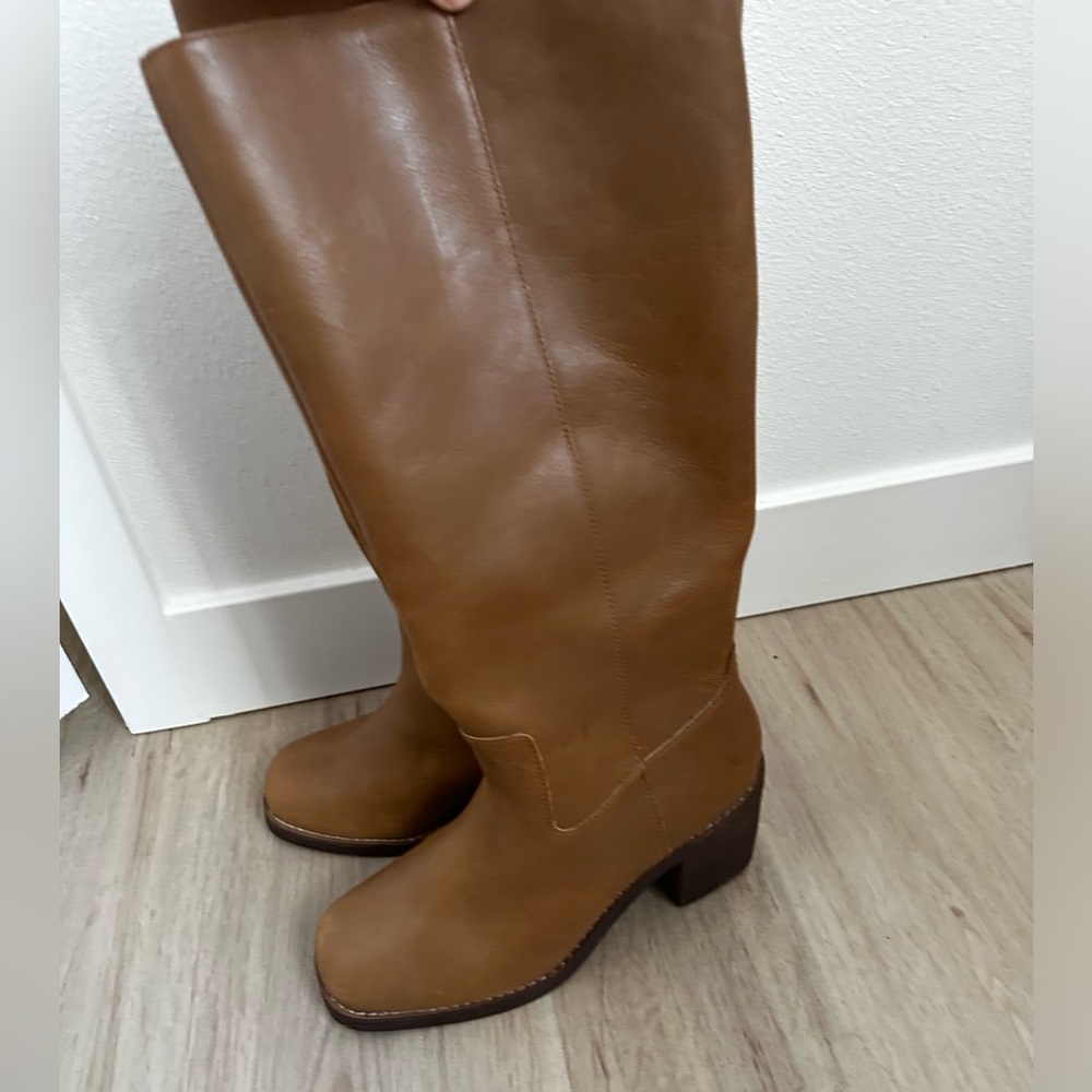 Brown leather boots